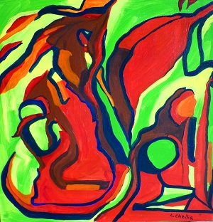 Acrylic: Red and Green